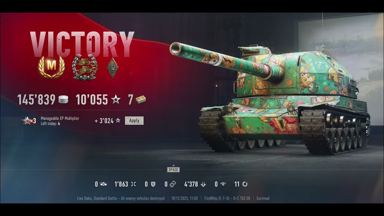 Obcasnik z World of Tanks - BC 155 58 on Live Oaks and Mannerheim Line.