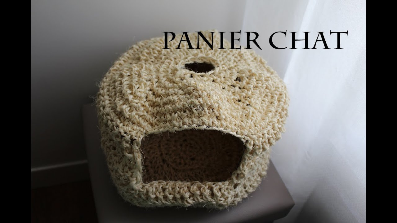 Panier - maison ou niche de chat fait au crochet , explications