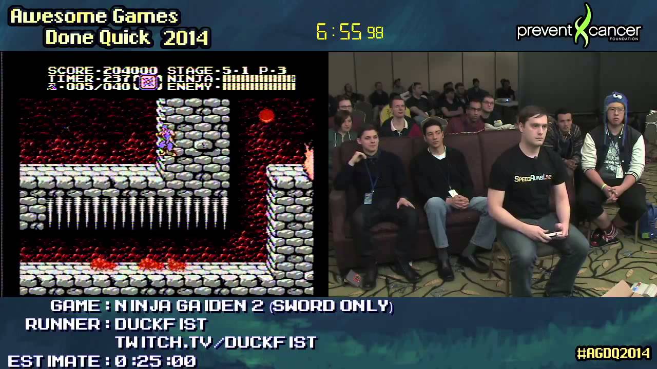 Ninja Gaiden II NES :: Live SPEED RUN (0:13:04) by Duckfist #AGDQ 2014
