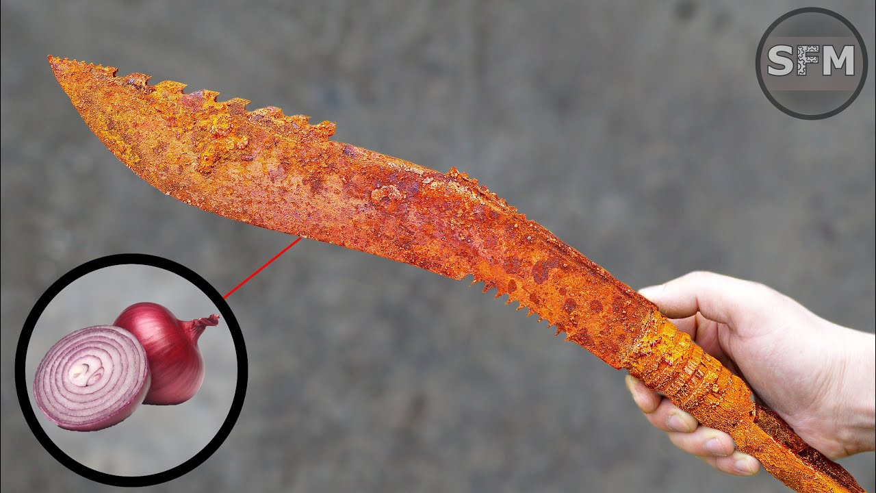 Реставрация очень ржавого старого ножа BLACK MAMBA KUKRI