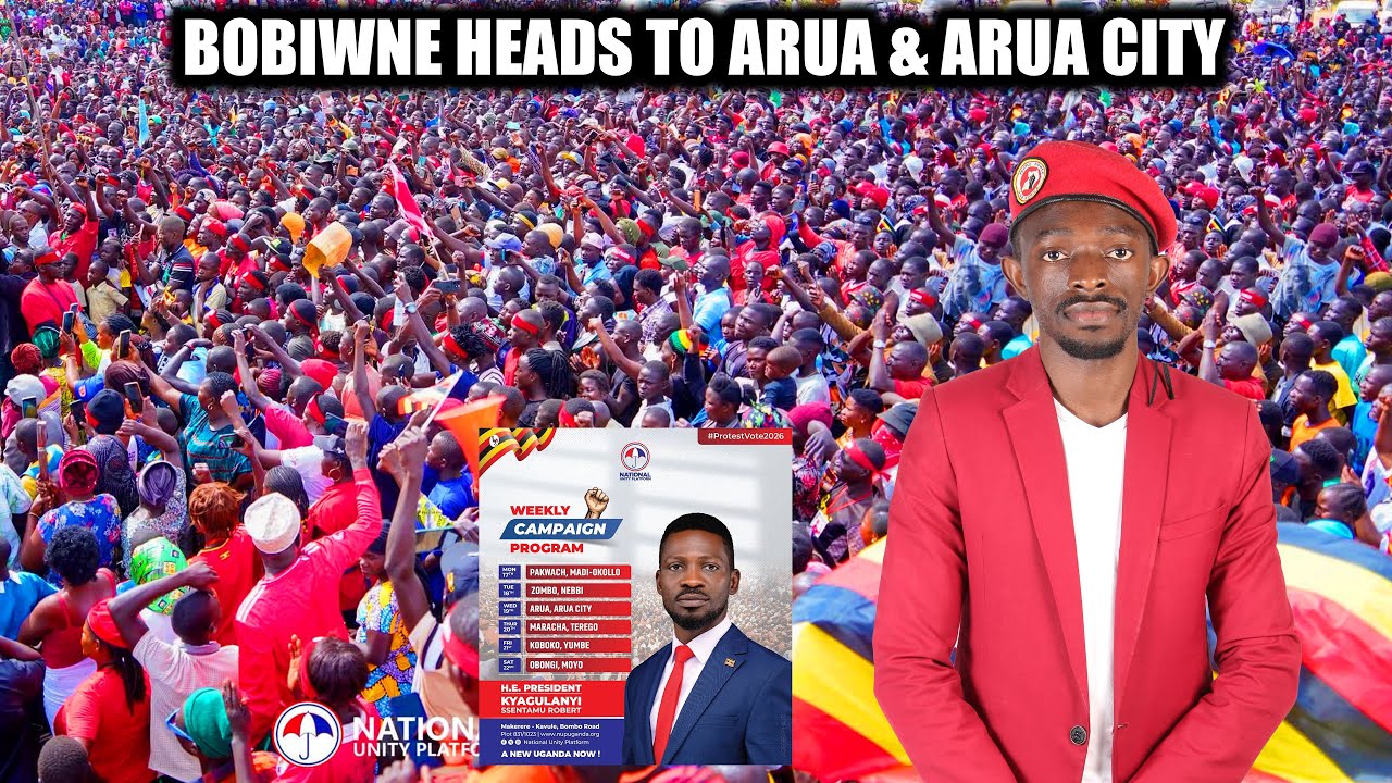 Bobi Wine направляется в Аруа и город Аруа — энергия неудержима.