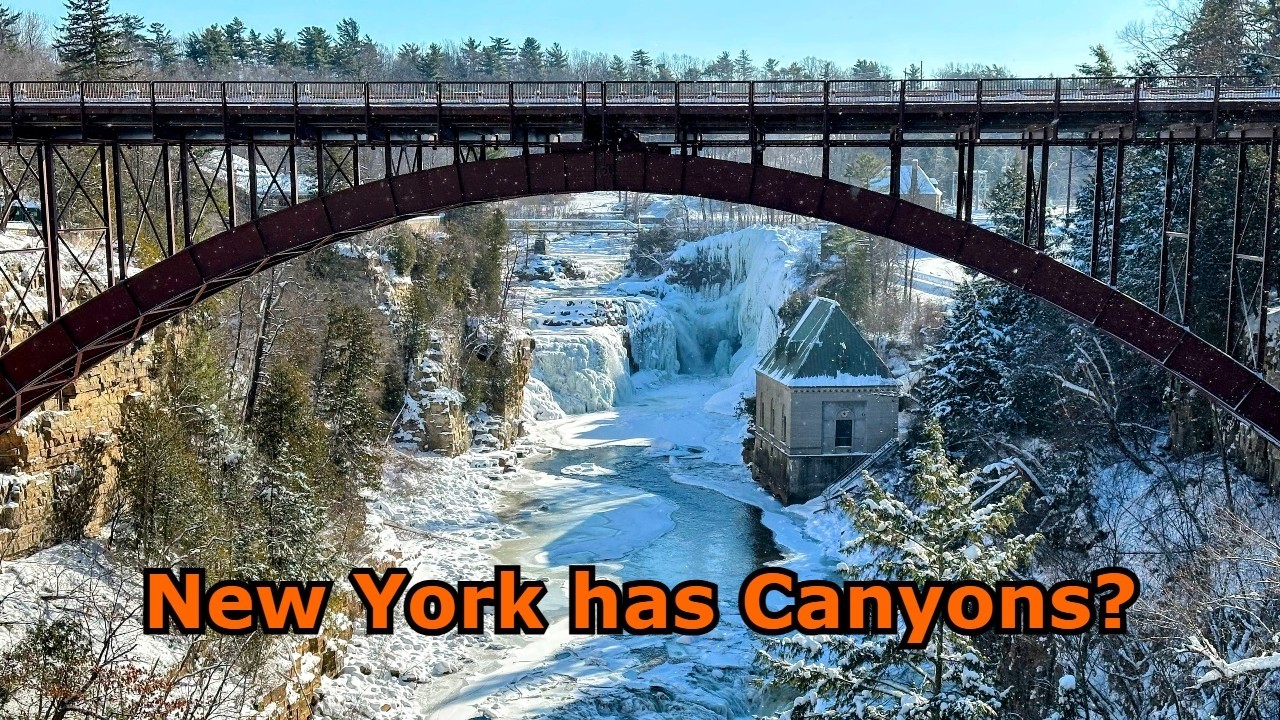 Hiking Ausable Chasm in Winter in the Adirondack Mountains of New York