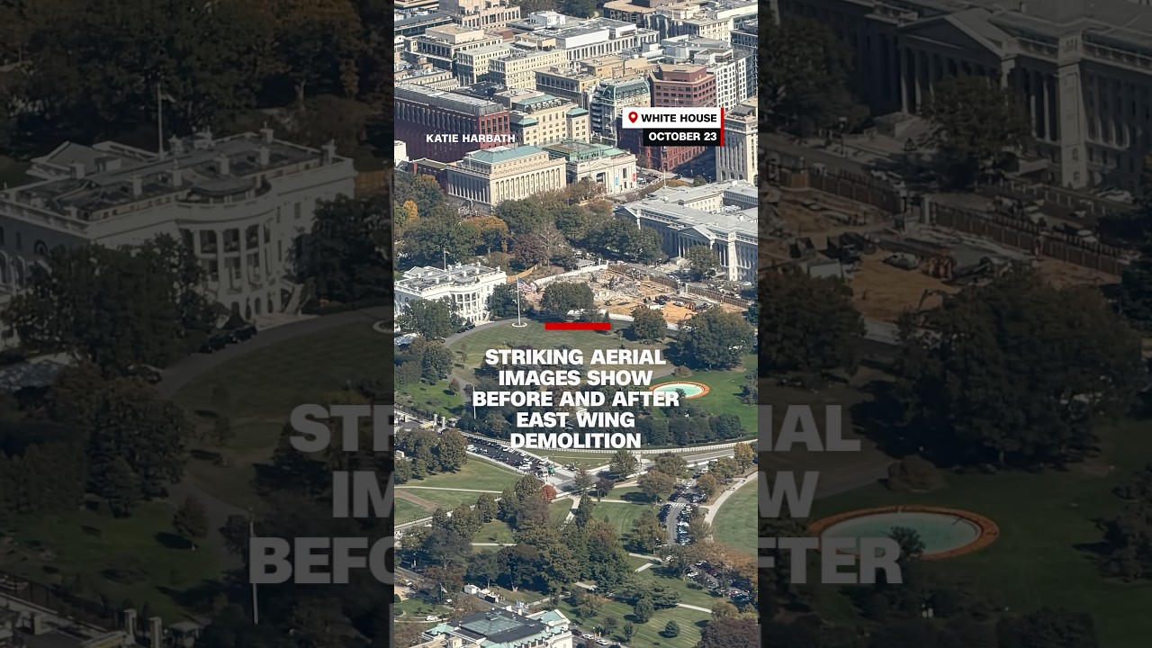 Striking aerial images show before and after East Wing demolition