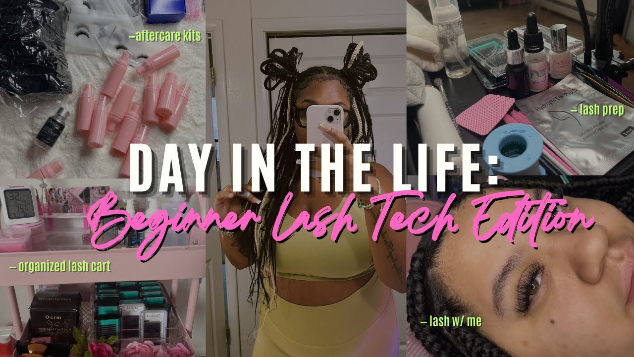 DAY IN THE LIFE : BEGINNER LASH TECH EDITION 🎀 | Lash Prep, Lash Appointments, Aftercare Kits |