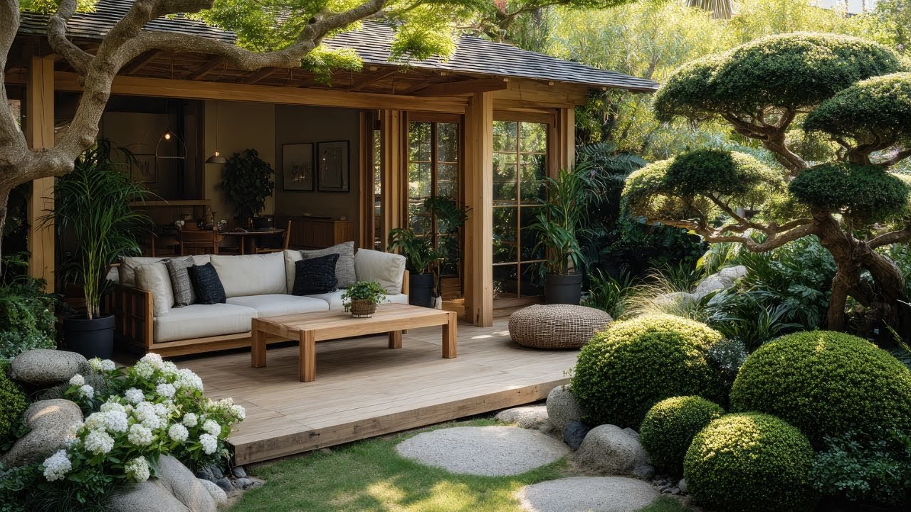 Small Garden Makeover 🌿 Farmhouse Elegance with Rustic Patio, Fence & Japanese-Inspired Entryway