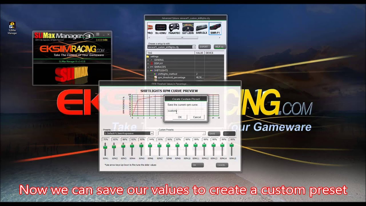 Create a custom RPM shiftlights with SLIMax Manager v3.4