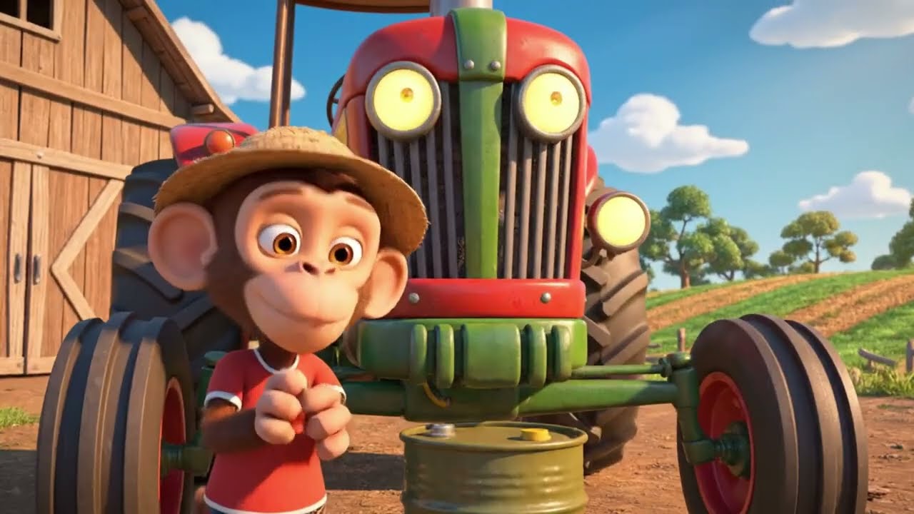 Funny Farmer Monkey 🚜 Tractor Repair & Driving Crane Bulldozer | Farm Work