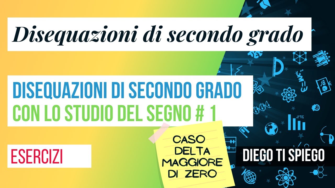 DISEQUAZIONI DI SECONDO GRADO con lo studio del segno #1: caso delta maggiore di zero