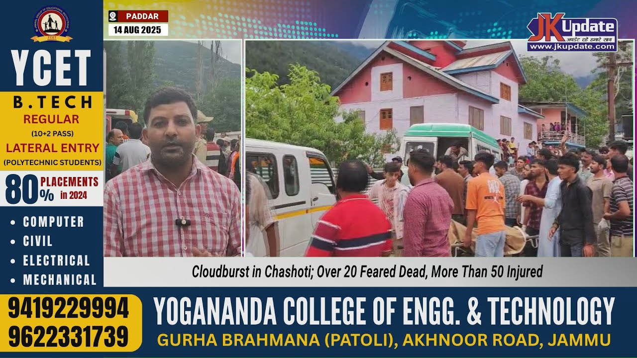 Cloudburst in Chashoti; Over 20 Feared Dead, More Than 50 Injured