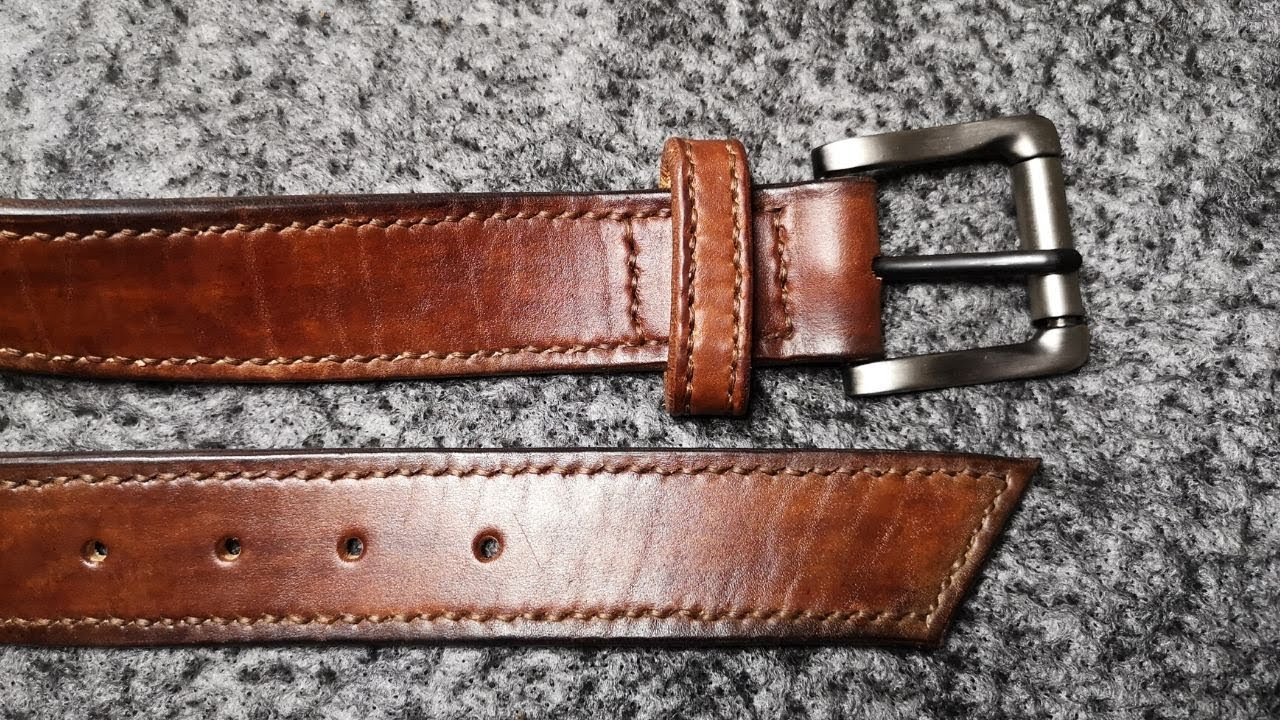 How to leather belt making by handmade. I try make patina