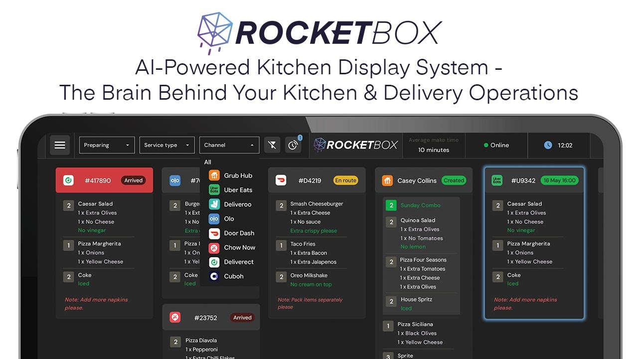 RocketBox Kitchen Display System - The Brain Behind Your Kitchen and Delivery Operations