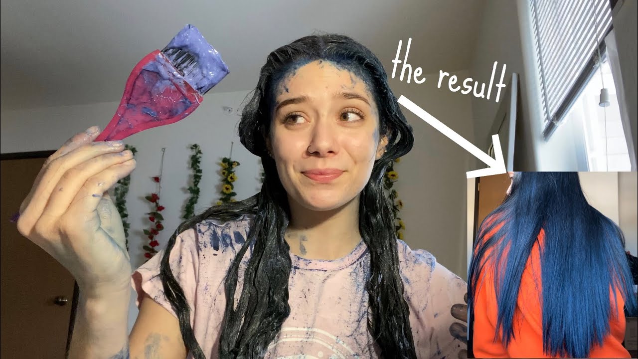 dyeing my hair DARK BLUE !!
