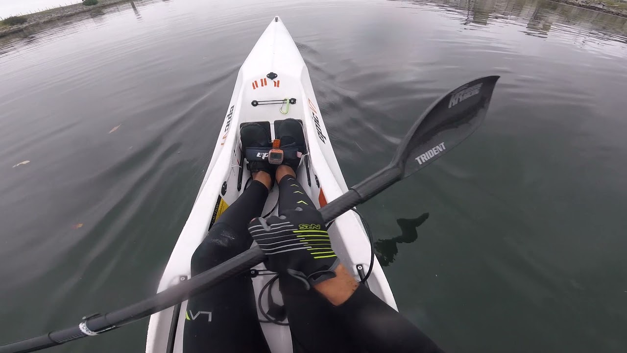 Surfski kayak foot to paddle (leg drive) connection test