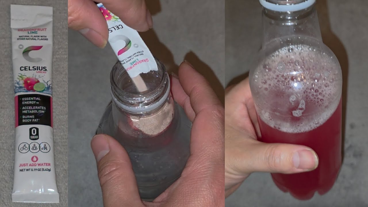Celsius Live Fit Dragonfruit Lime Flavor Powder Mix Just Add Water Taste Test Review