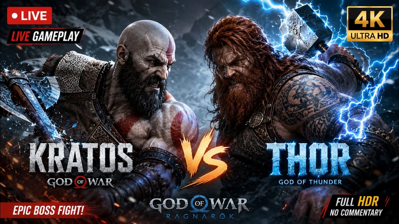 🔥 КРАТОС против ТОРА В ПРЯМОМ ЭФИРЕ ⚡ Эпическая битва с боссом | Геймплей God of War Ragnar&ouml;k (4K...