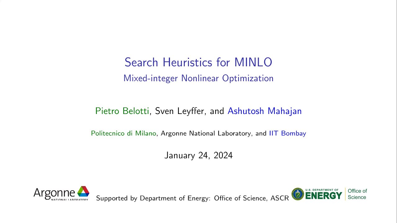 Lecture 45: Search Heuristics for MINLO, by Sven Leyffer.