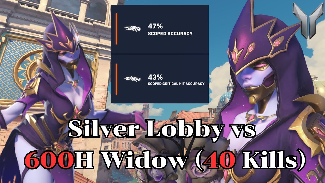 A 600-hour Widow in Silver ranked: 40 kills. Absolutely insane. #overwatch2  #ow2 #widowmaker