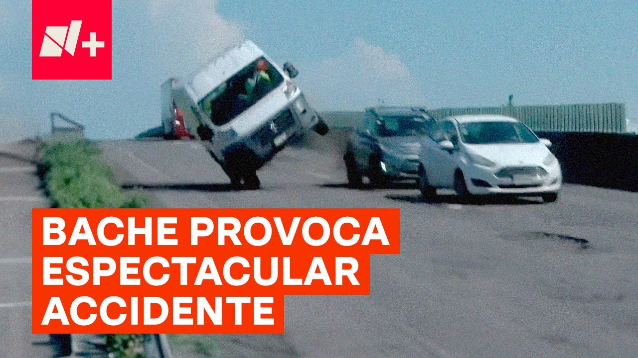 Reportero graba choque por bache y casi sufre accidente - N+