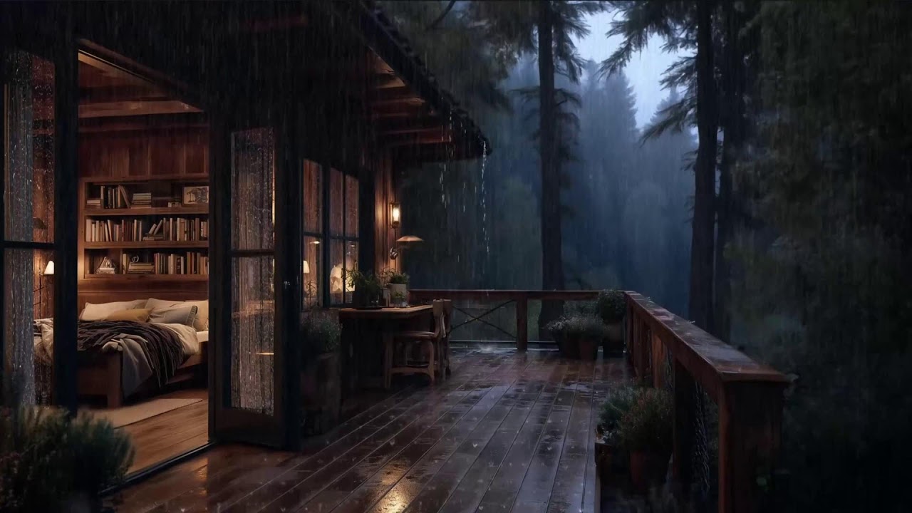 Smooth Jazz Instrumental & Forest Rain on Window for Deep Study Focus