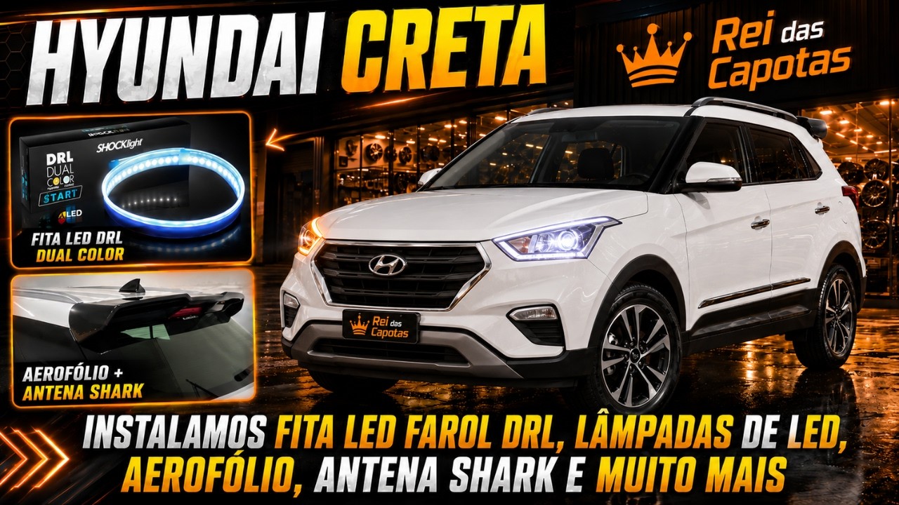 Hyundai Creta 2017 2018 2019 2020 Drl de farol led Luz Diurna com setas e muitos acessórios AutoABA