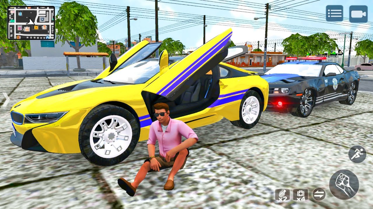 Open World BMW I8 and Police Officer Car Long Trailer Transporter Truck Drive - Android Gameplay.