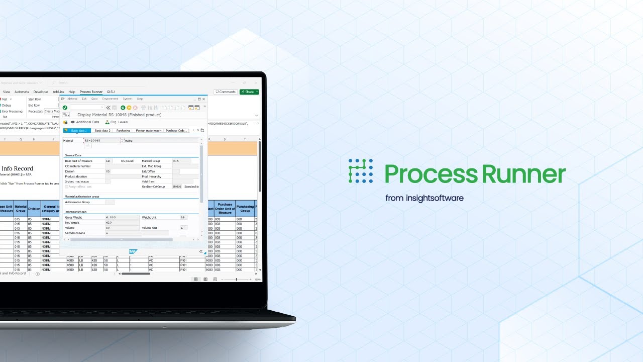 MM02 Material Change Automation in insightsoftware's Process Runner