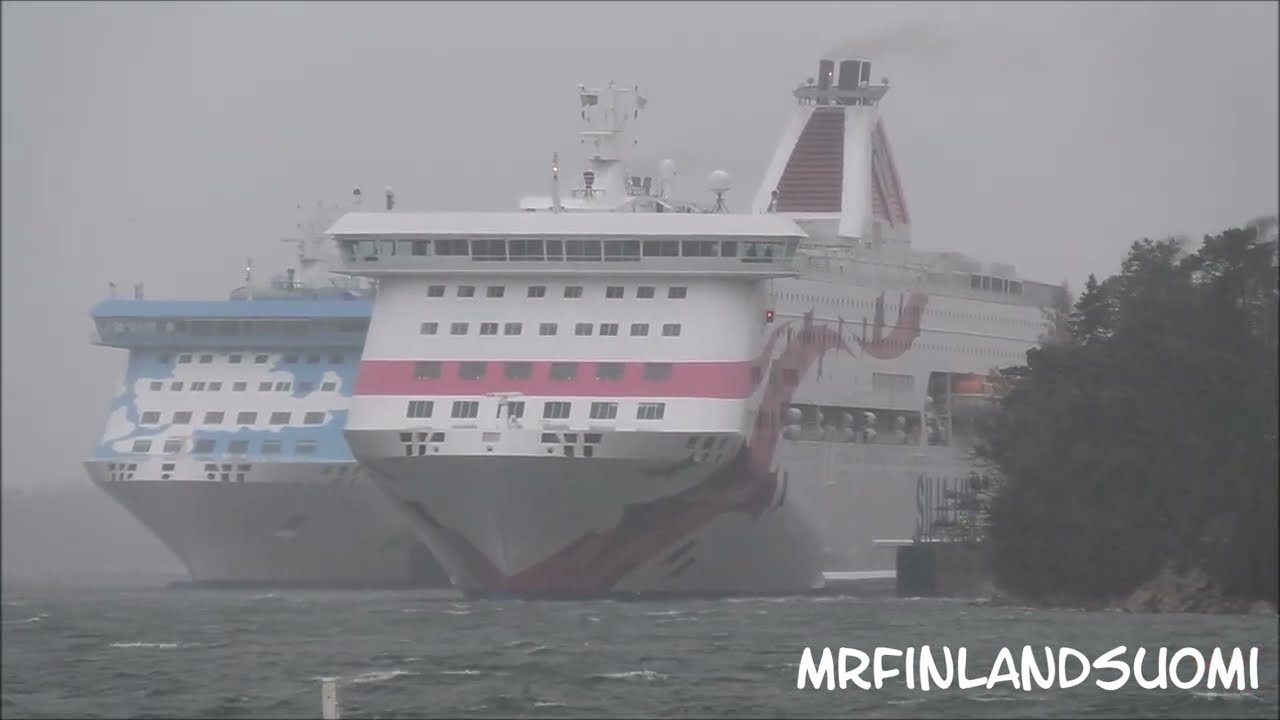 Tallink Silja Line In Hard Wind At Mariehamn 29 January 2022 Silja Galaxy & Baltic Princess