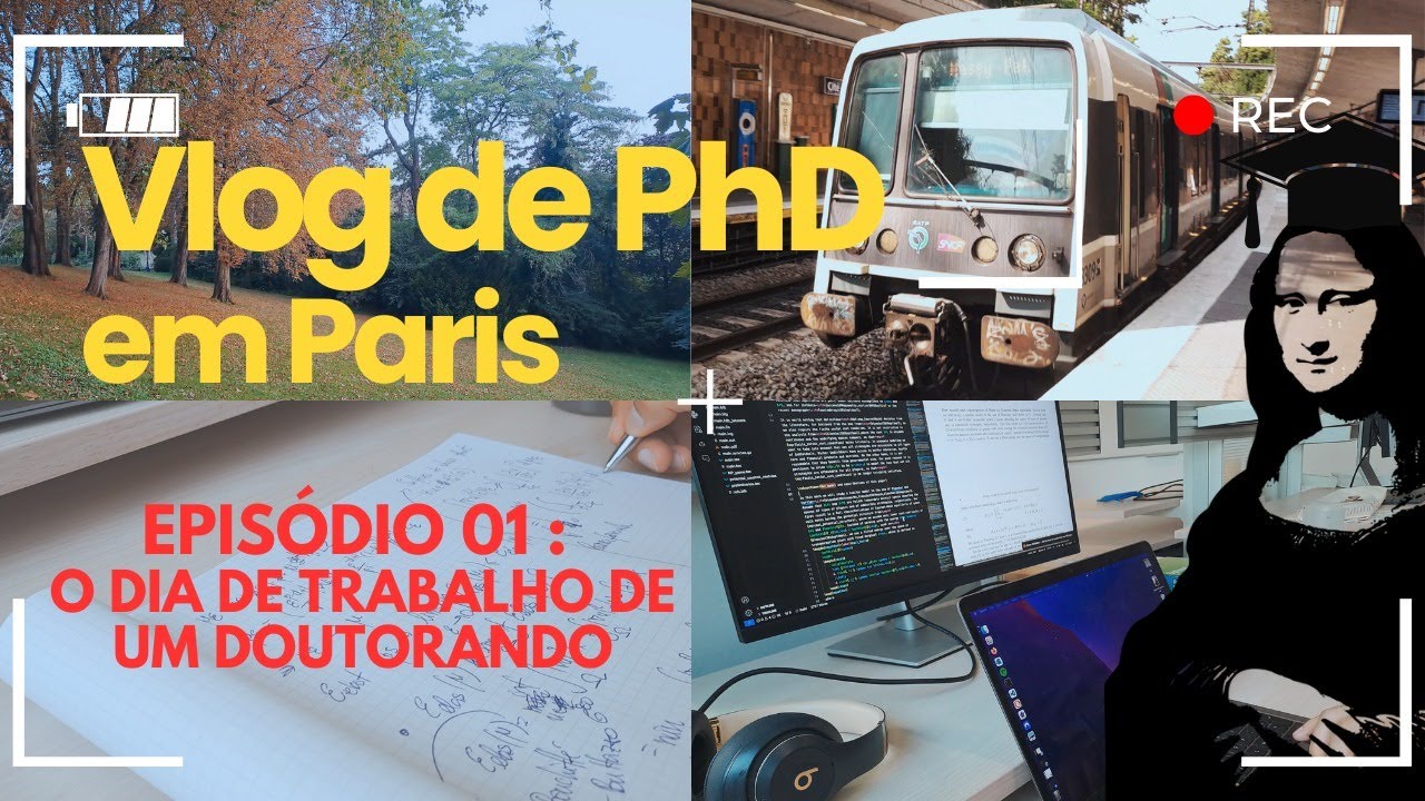 Vlog de PhD em Paris 1: um dia de DOUTORADO EM PARIS no final da tese