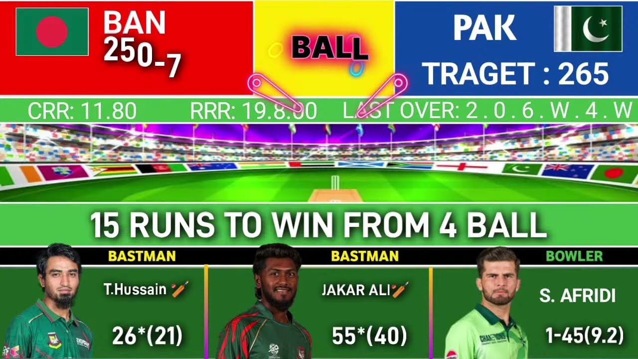 🔴PAK v Ban LIVE streaming 1st ODI | PAK vs BAN live match today | 2nd inning Last over