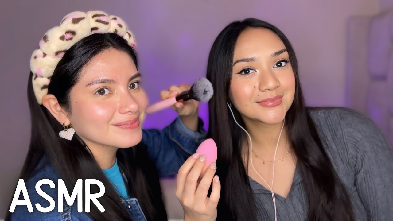 ASMR / MI AMIGA ME HACE ASMR + ME MAQUILLAN SUAVE Y LENTO💤