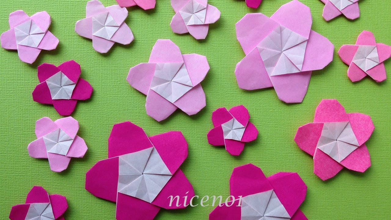 折り紙 梅の花 折り方 Origami Flower plum tutorial（niceno1）