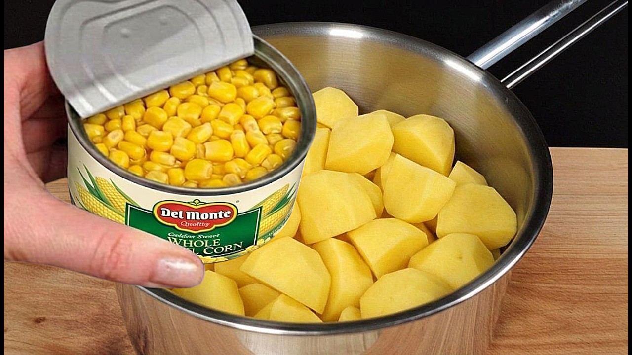 Dosenmais mit Kartoffeln mischen! Es ist so lecker, dieses Rezept kennt keiner!