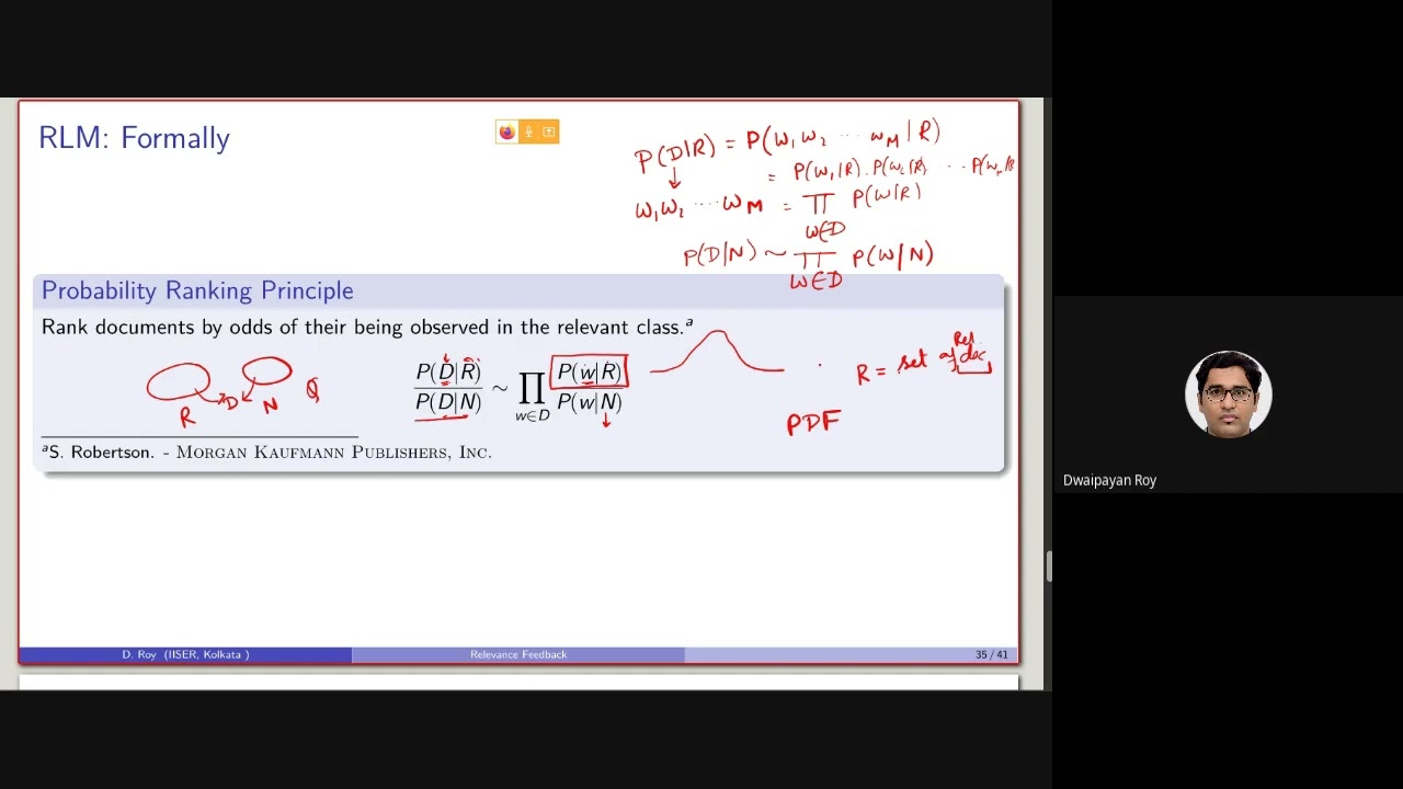 18.9. Relevance feedback - Relevance based language model (RLM)