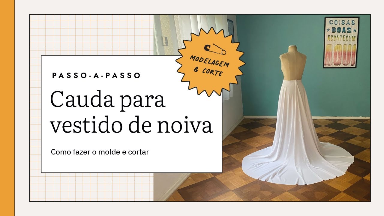 Como fazer cauda de vestido de noiva