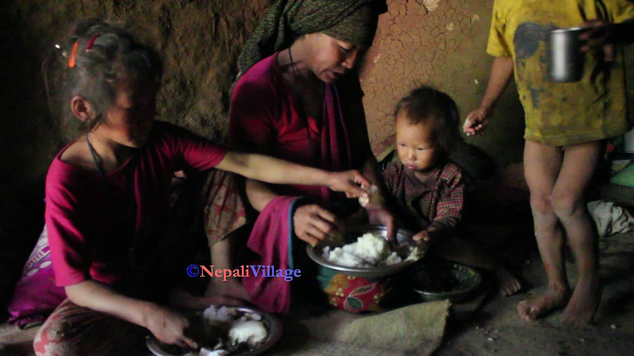 Eating food together food by family in village ll Village lifestyle ll Primitive Technology