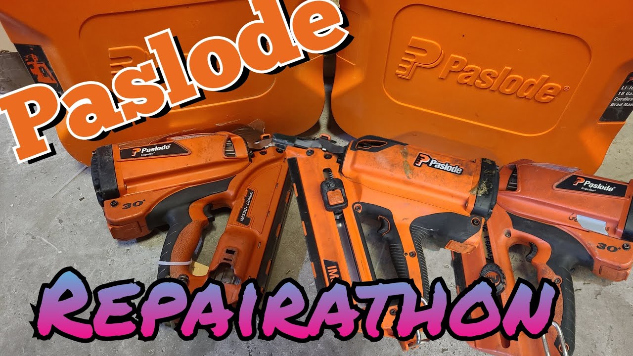 Repairing a servicing a bunch of Paslode nails guns repairathon video. IM350+