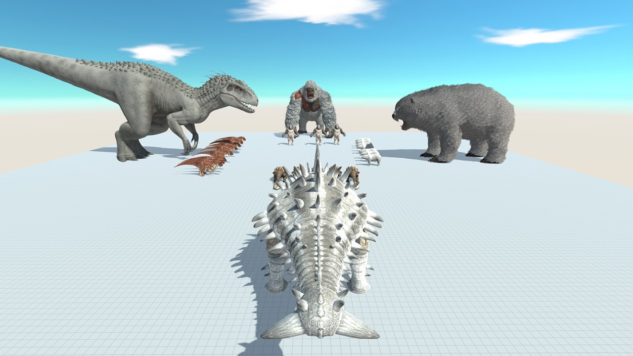 Dinosaur Battle 4-4 Indominus Rex VS Ankylosaurus VS Gorilla VS Dire Bear in ARBS