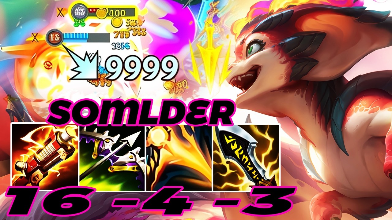 WILD RIFT SOMLDER ADC GAMEPLAY |  16 -4 -3 MVP | SOMLDER BUILD RUNES