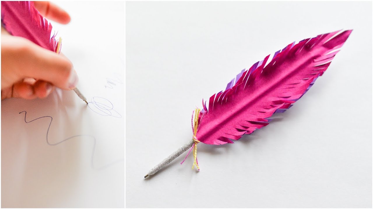 How to make : Pen Paper Feather | Długopis Papierowe Pióro - Mishellka #247 DIY