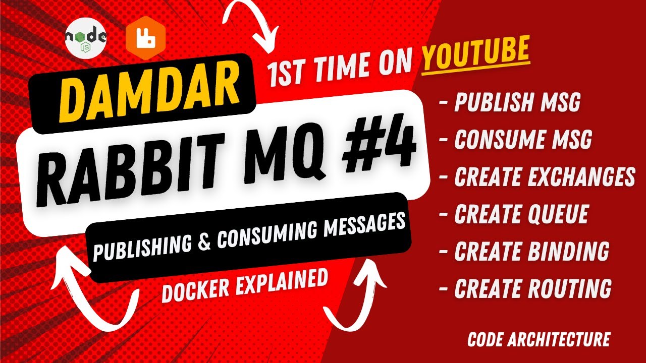 RabbitMQ with Nodejs #4 | Code implementation | Producer, Consumer, Exchange, Binding & Routing key