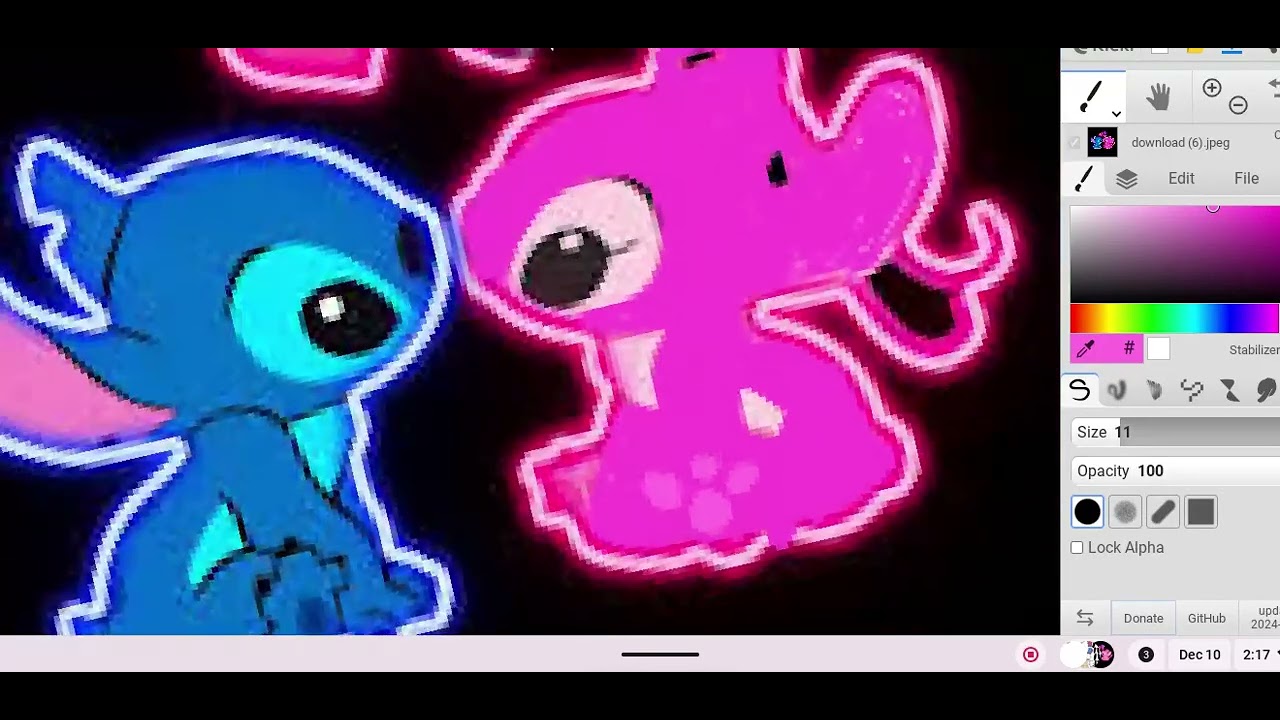 Drawing over stitch and angel