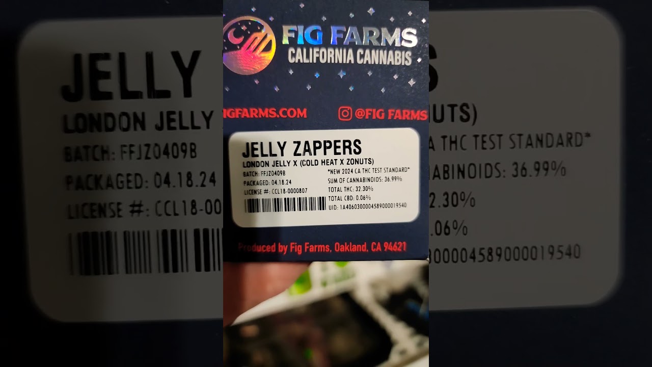 jelly zappers by fig farm total thc is 32.30 total sum of cannabinoids is 36.99
