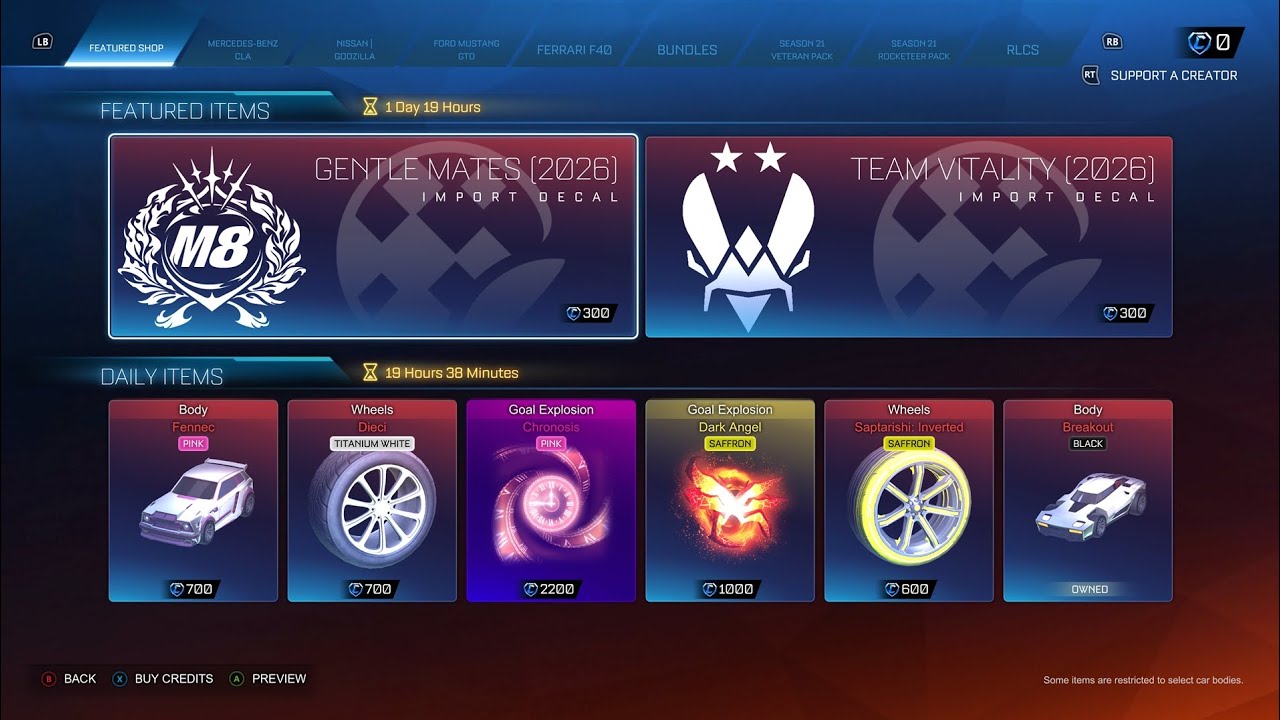 Rocket League item shop 2/24/26