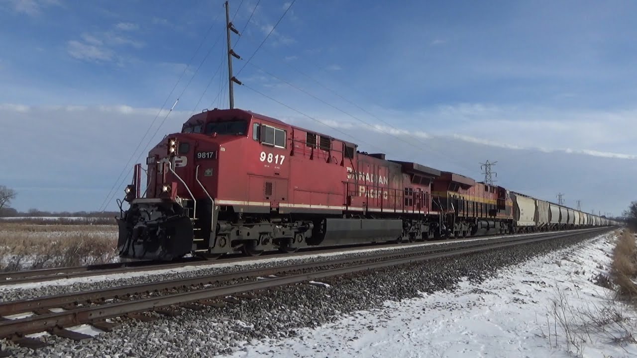 CP 9817 leads CPKC 647 Westbound at Columbus, WI
