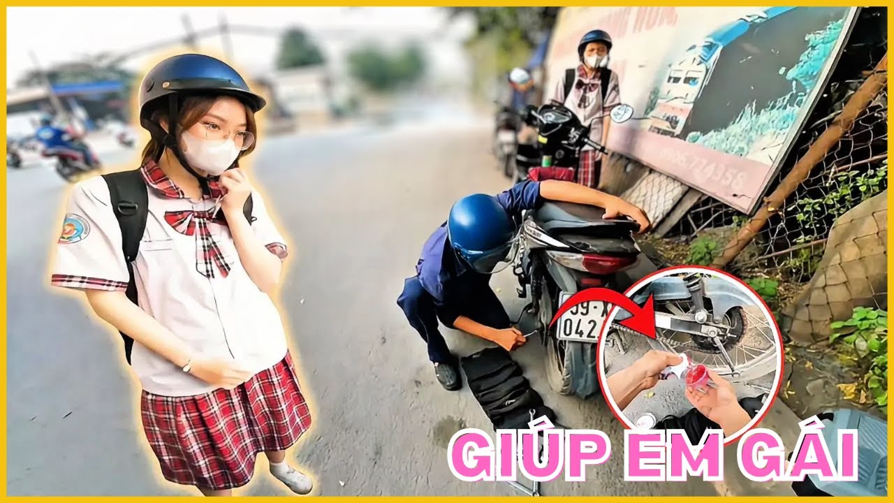 Giúp em gái bị tuột dây sên, em ngoan hiền khép nép cảm ơn