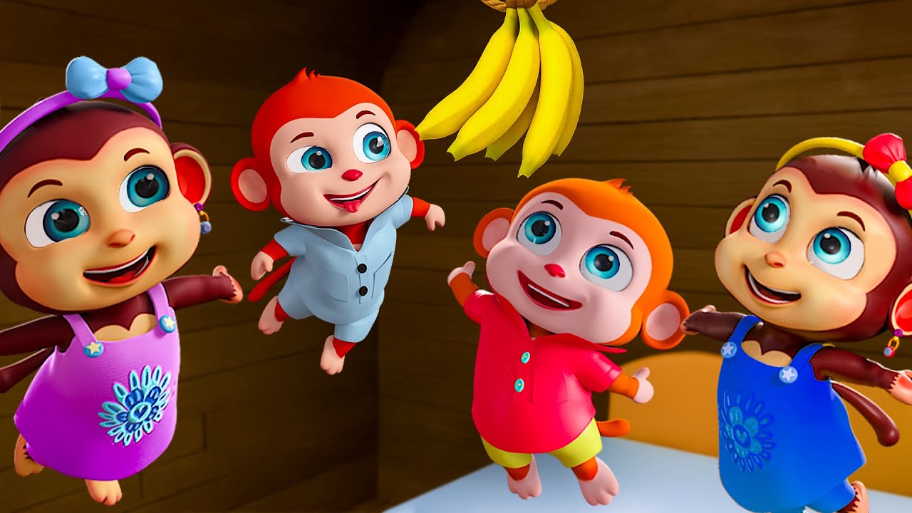 5 Pyaare Bandar Palang Pe Kud Rahe The I पाँच प्यारे बंदर | Hindi Nursery Rhymes | Jugnu kids