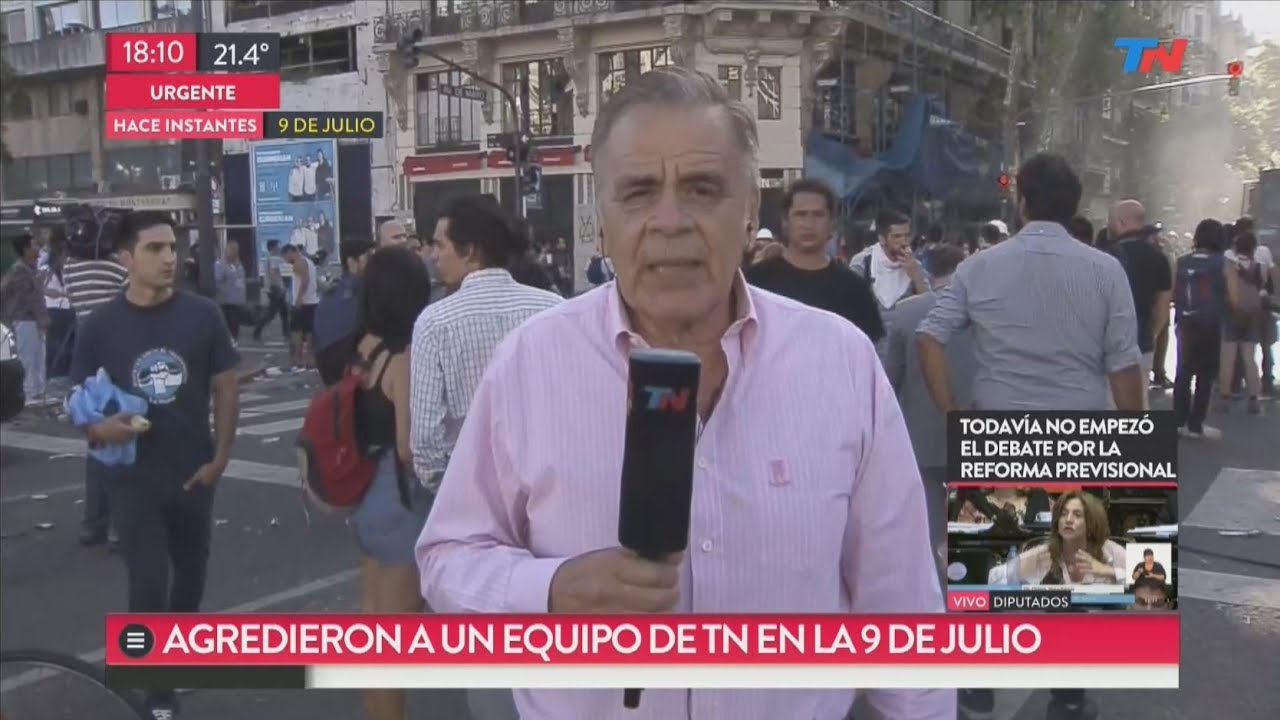 La agresión a Julio Bazán y el equipo de TN en la 9 de Julio