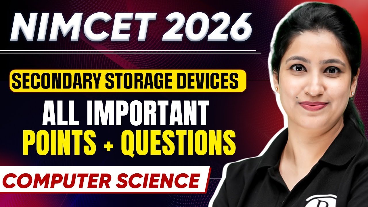 NIMCET 2026 Secondary Storage Devices | Computer Science | NIMCET 2026 | PW NIMCET #nimcet