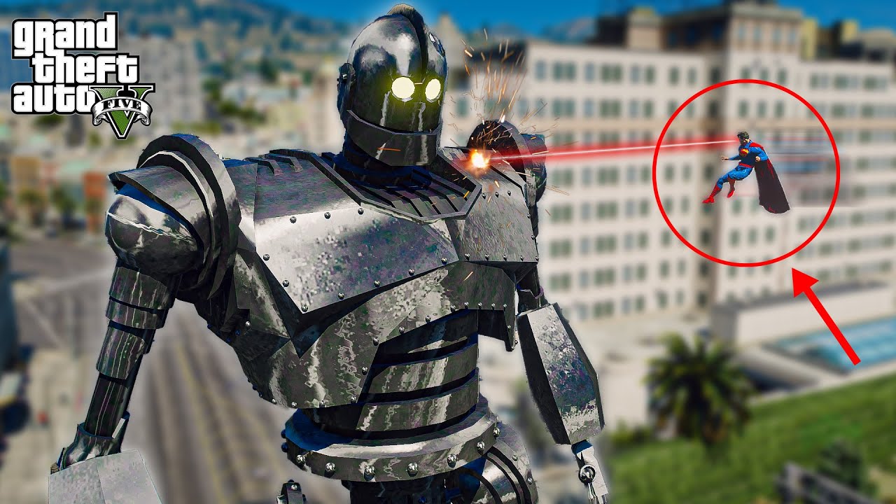 GTA 5 - Superman VS Iron Giant | Man of Steel VS Giant Robot