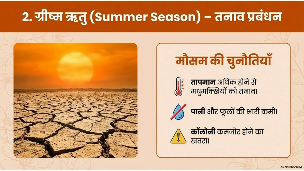 Seasonal Beekeeping Management मधुमक्खियों का मौसमी प्रबंधन